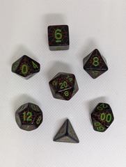 7 Piece Polyhedral Dice Set - Black with Red Spider Web (Halloween)